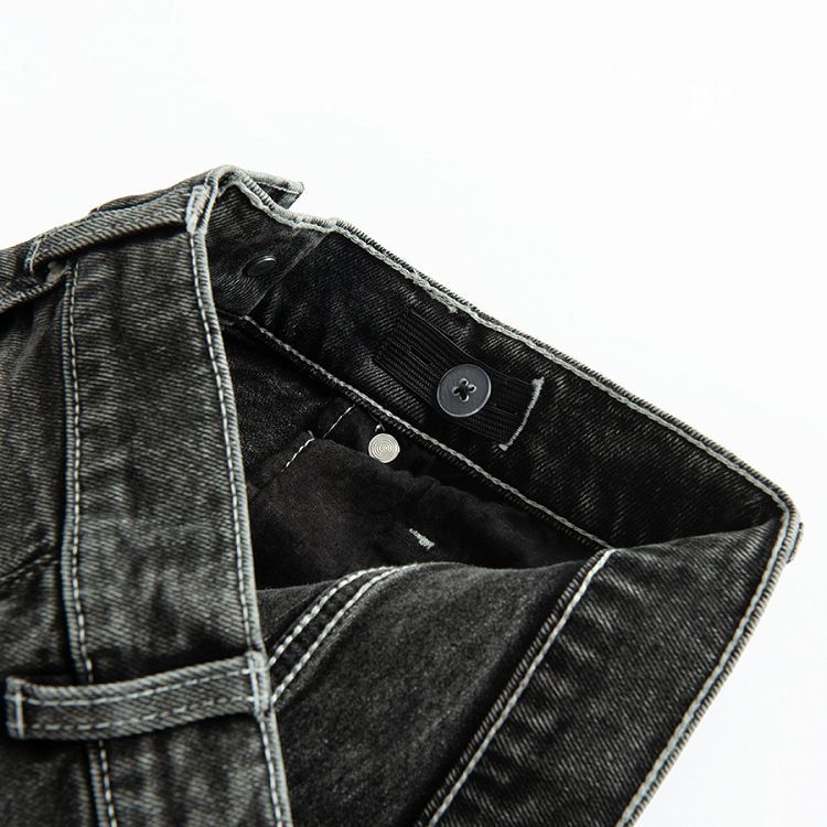 Washed black denim trousers