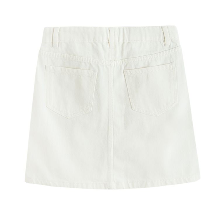 White denim skirt with buttons