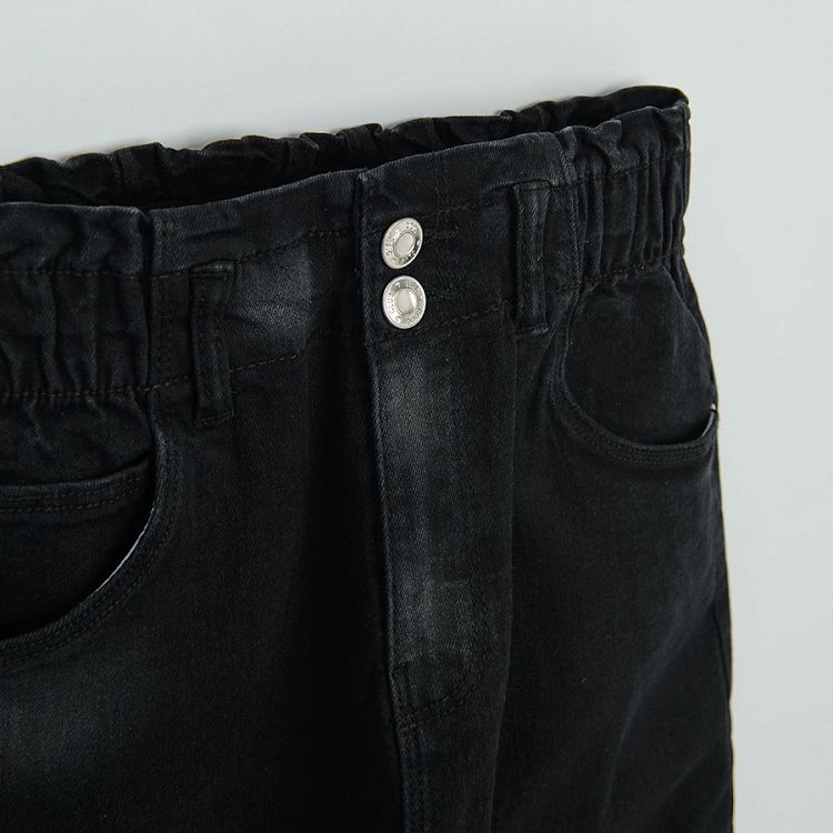 Black high rise wide leg denim trousers