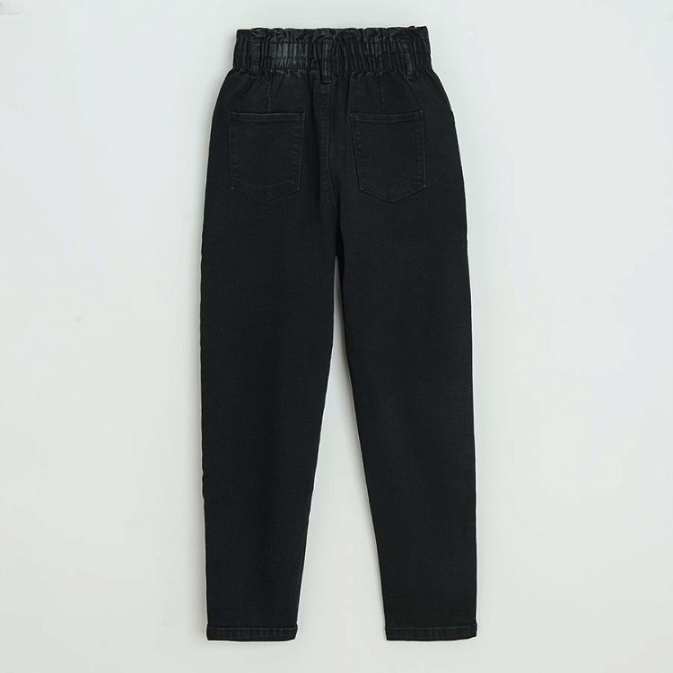 Black high rise wide leg denim trousers