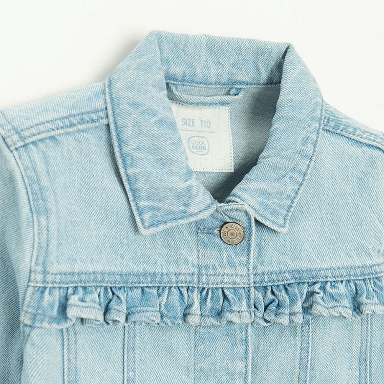 Ligh blue denim jacket with ruffles