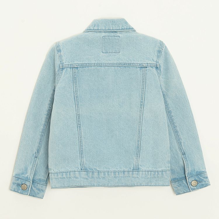 Ligh blue denim jacket with ruffles