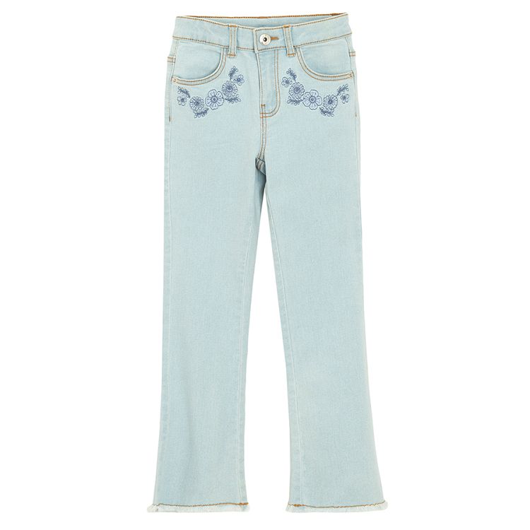 Wide leg light blue denim trousers