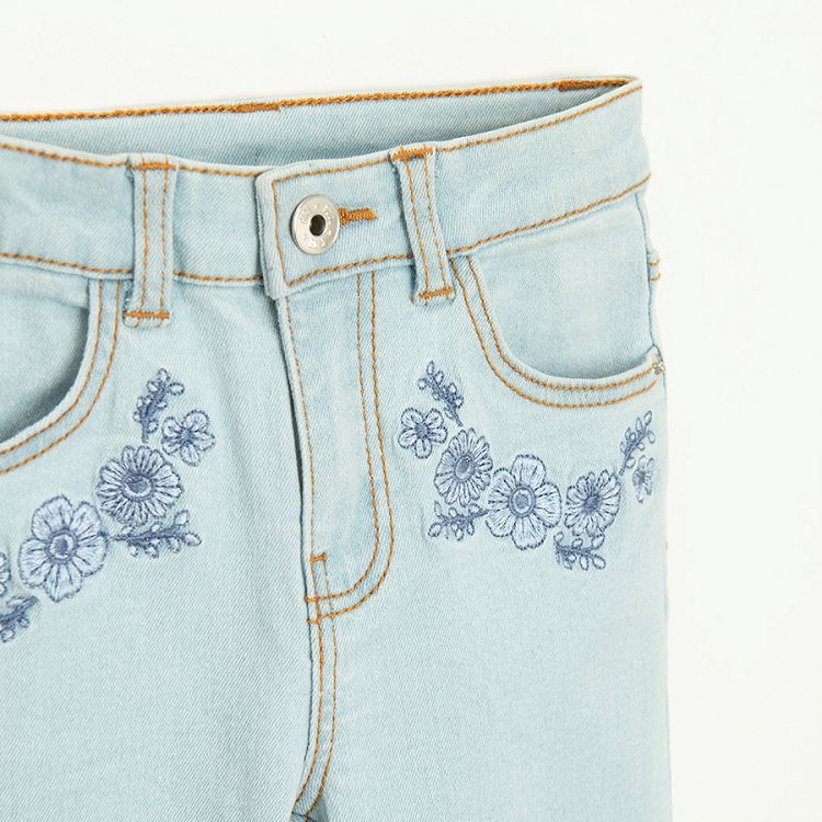 Wide leg light blue denim trousers