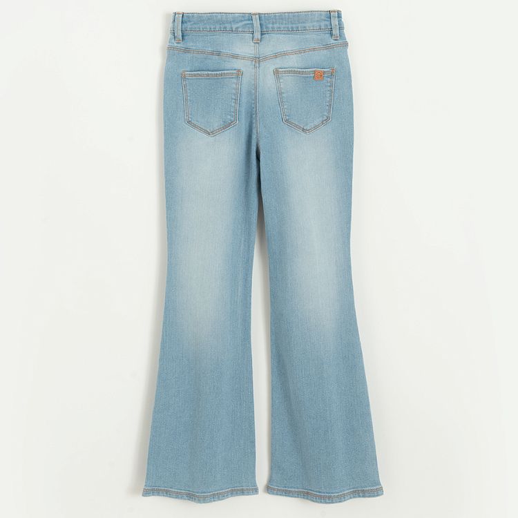 Wide leg blue denim pants