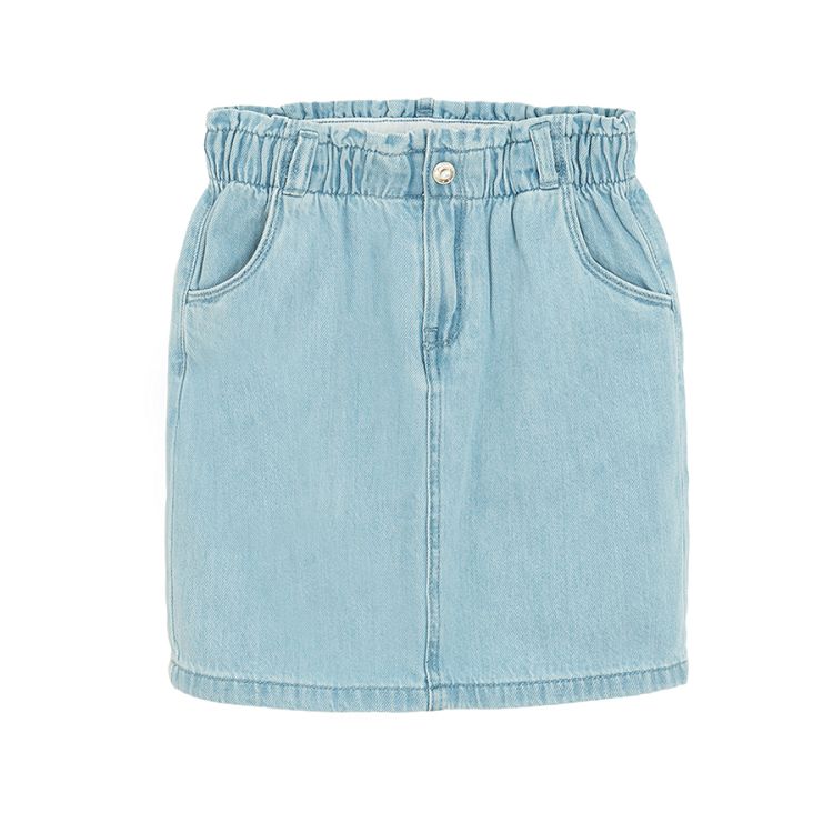 Light blue denim skirt with elastic waist