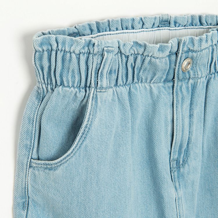 Light blue denim skirt with elastic waist