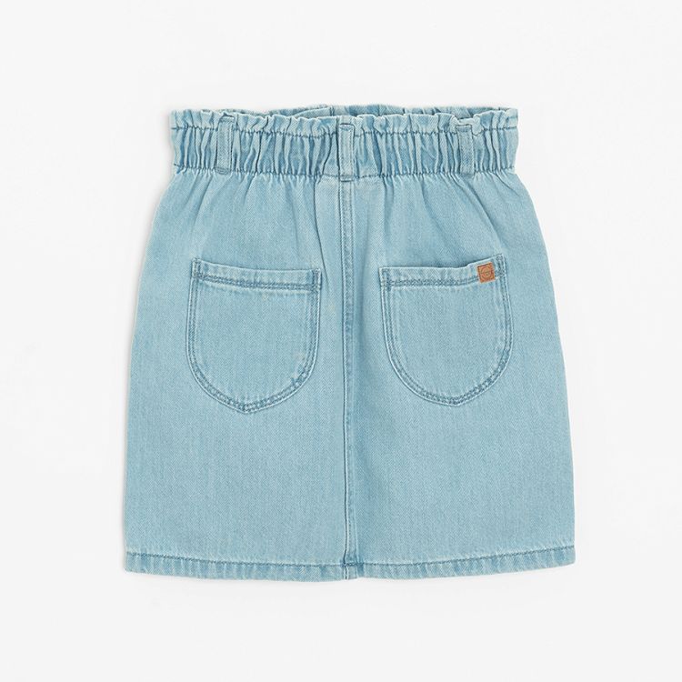 Light blue denim skirt with elastic waist