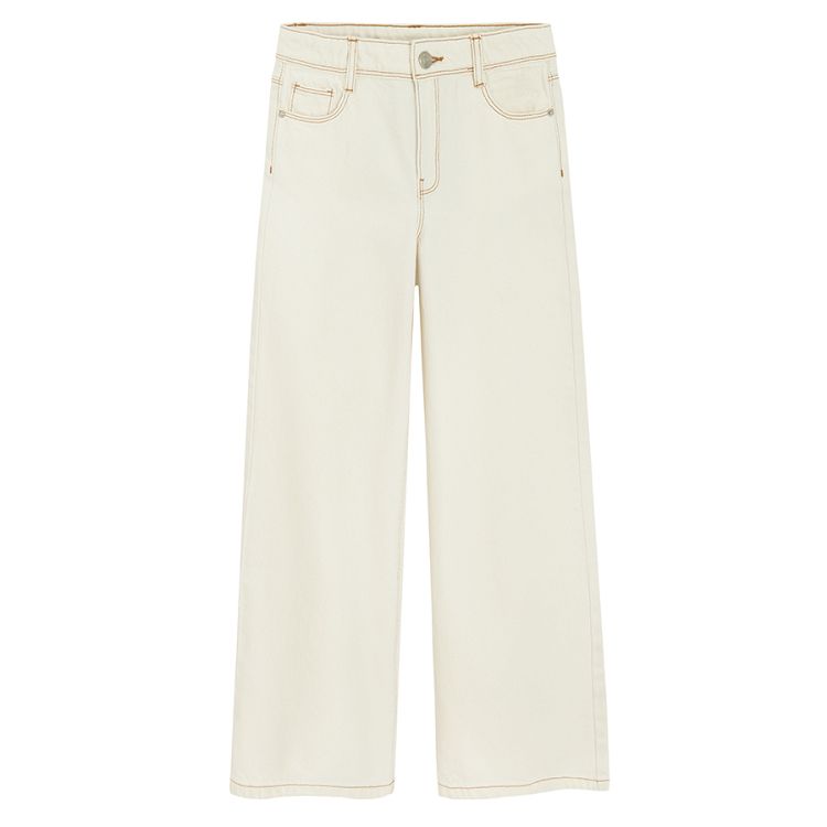 White wide leg trousers