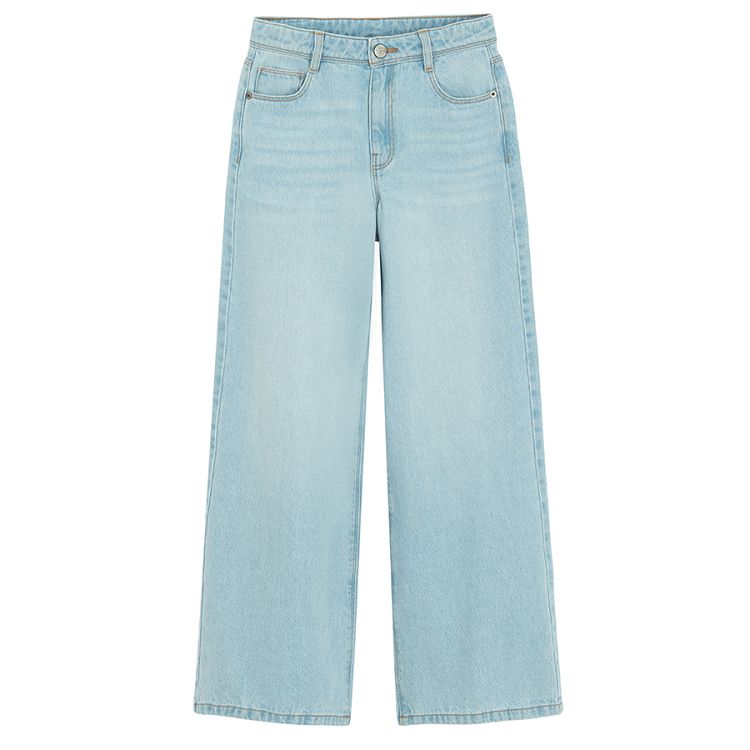 Blue denim wide leg trousers