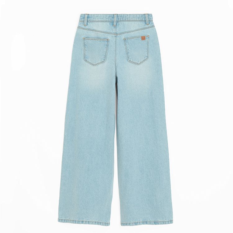 Blue denim wide leg trousers