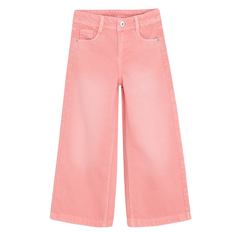 Pink wide leg denim trousers