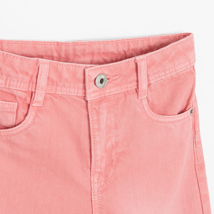 Pink wide leg denim trousers