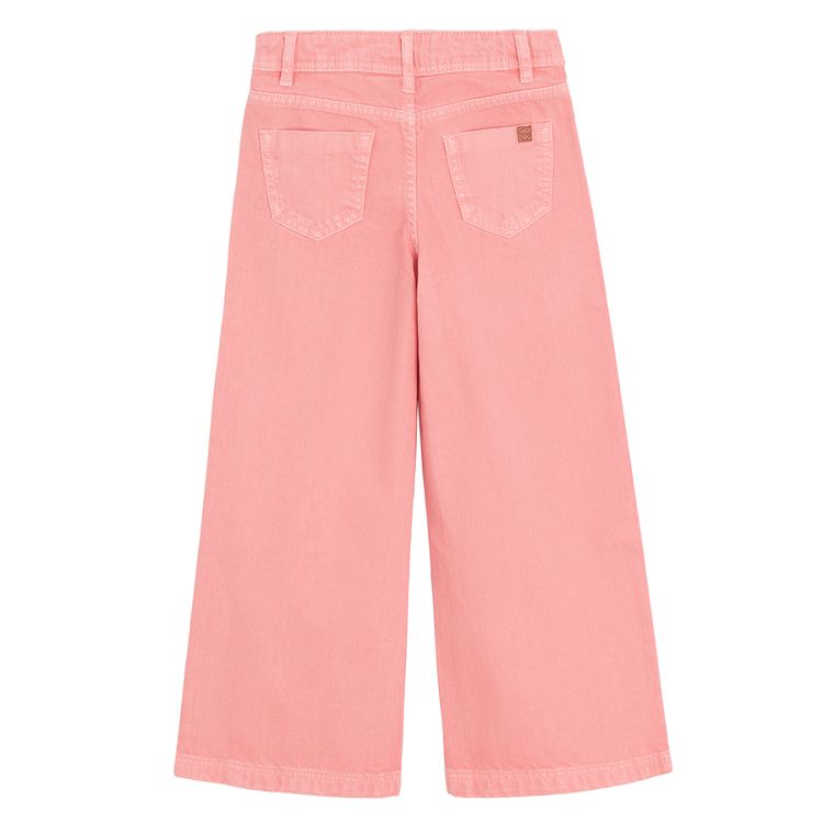 Pink wide leg denim trousers