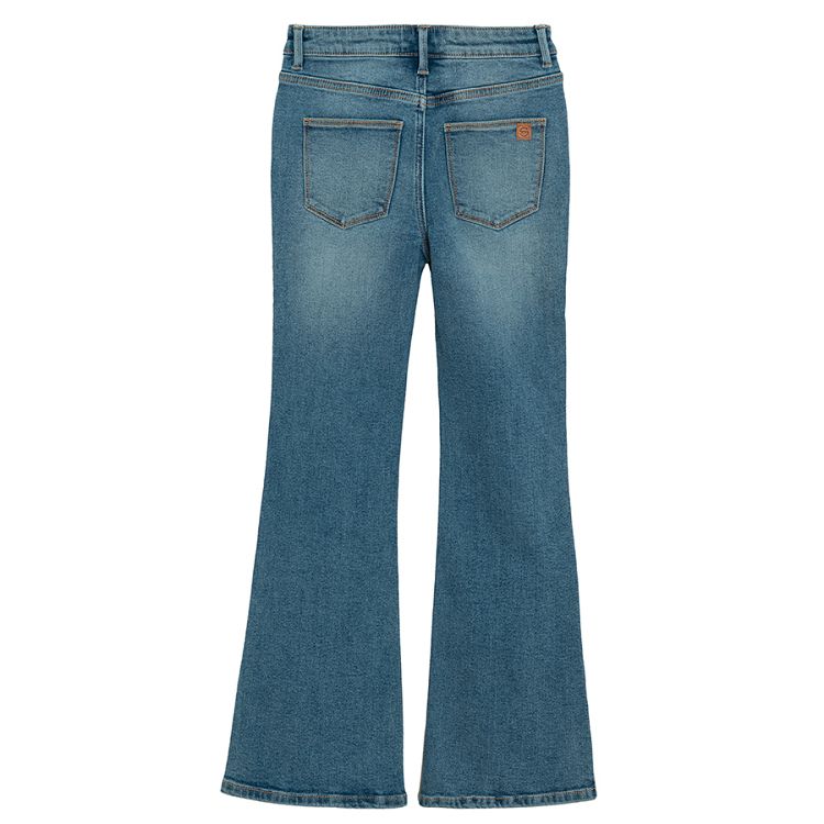 Blue denim wide leg trousers