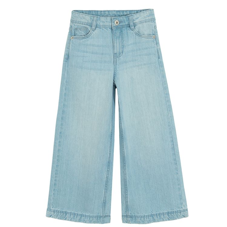 Light blue wide leg denim trousers