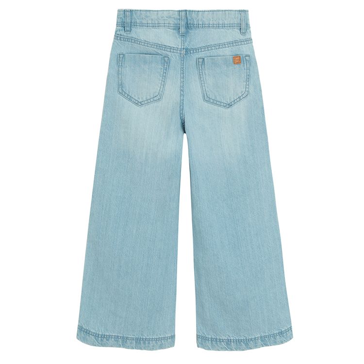 Light blue wide leg denim trousers