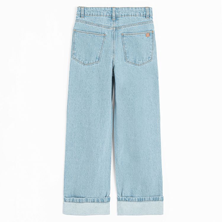 White leg denim trousers with rever