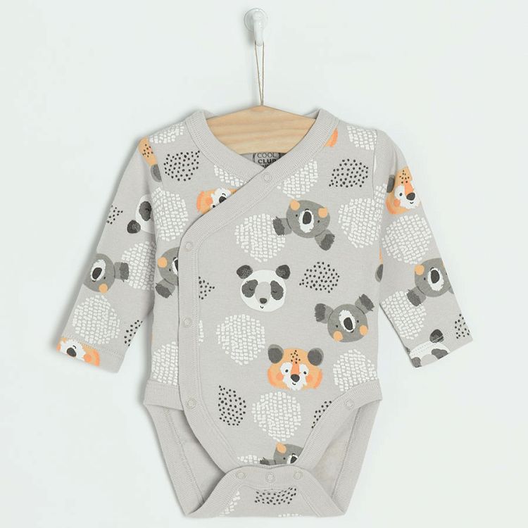 Long sleeve wrap bodysuits with wild animals print- 2 pack