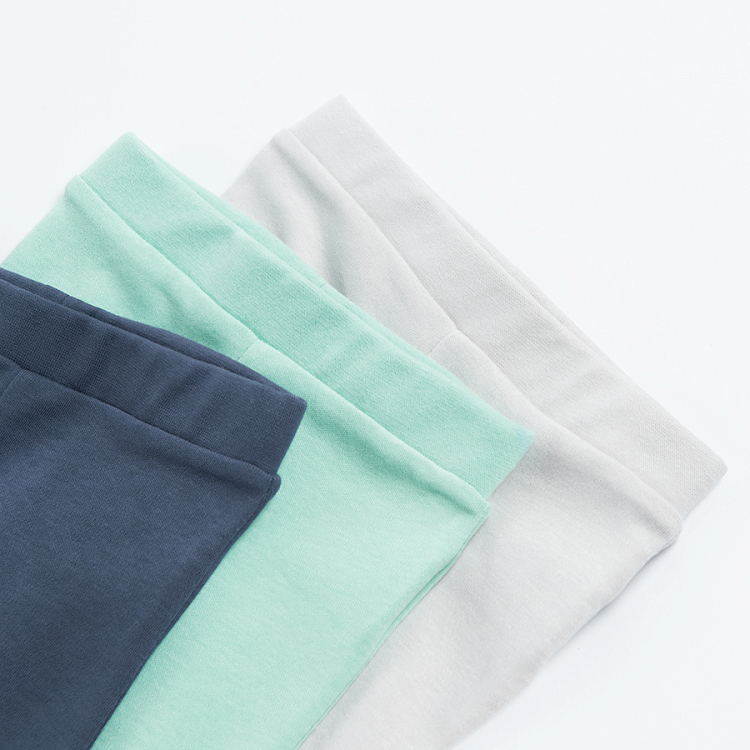 Blue mint and white footed leggings- 3 pack