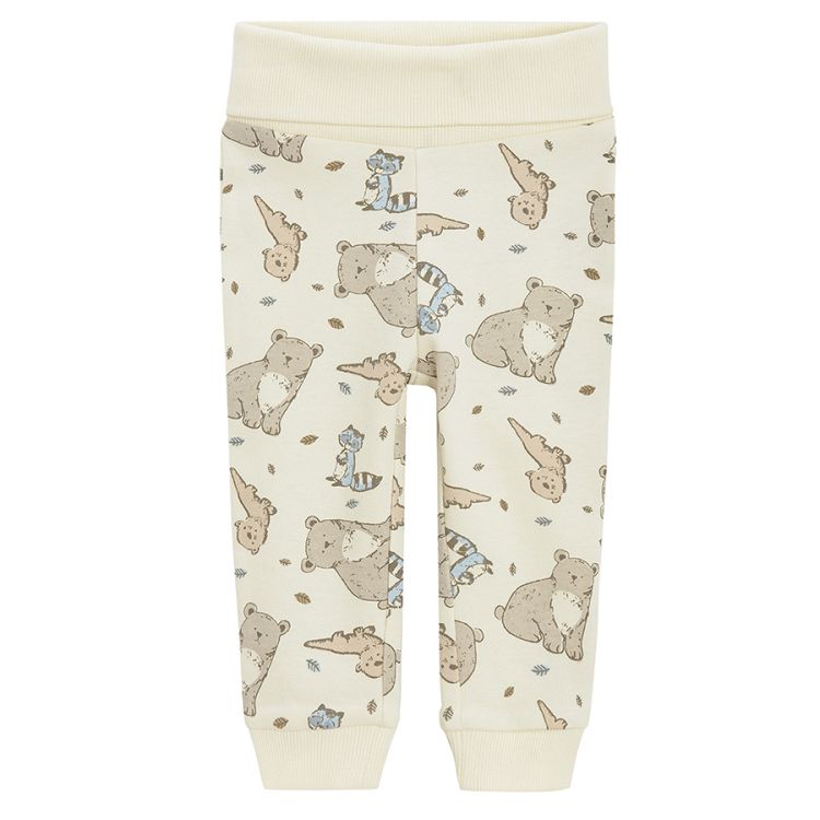 Brown and ecru with forest animals footless leggings- 2 pack