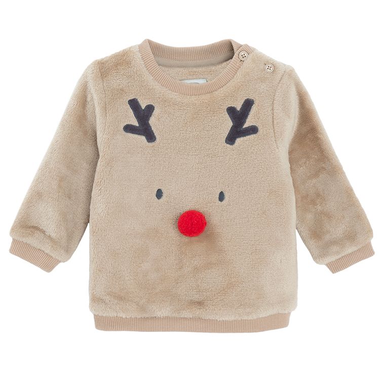 Jogging set with raindeer print, sweater and footed leggings