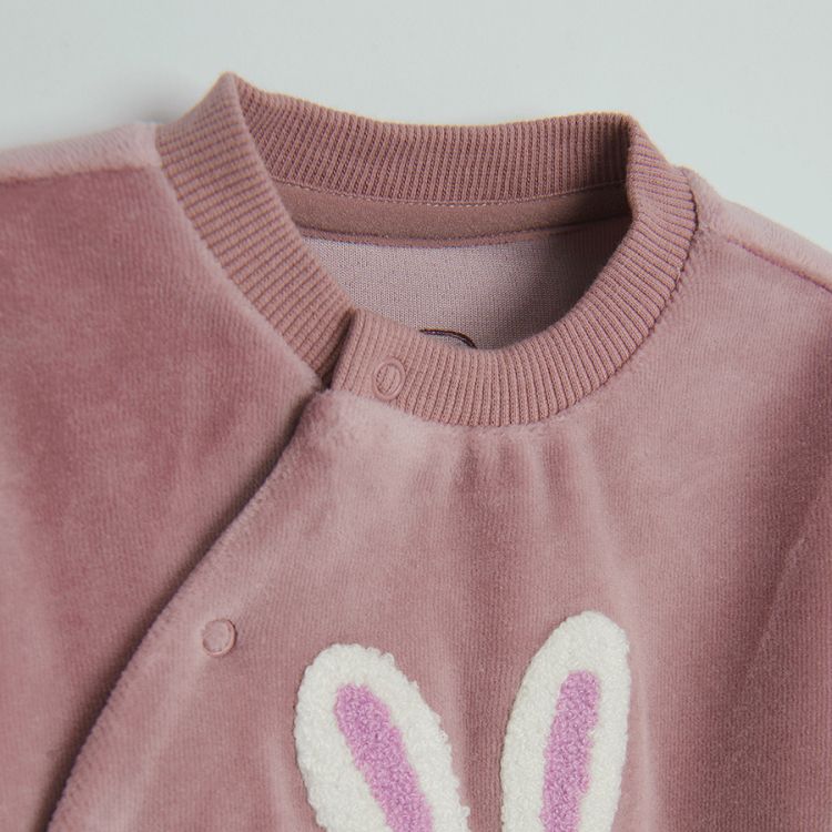 Dark pink wrap sweatshirt with bunny print