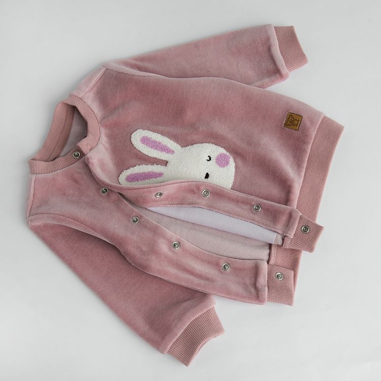 Dark pink wrap sweatshirt with bunny print