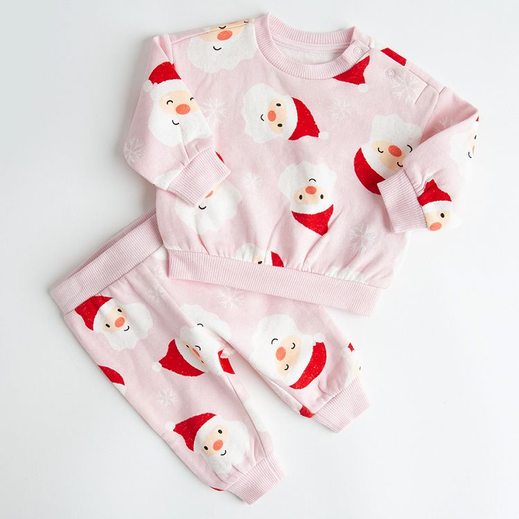 Pink jogging set with Santa Claus print