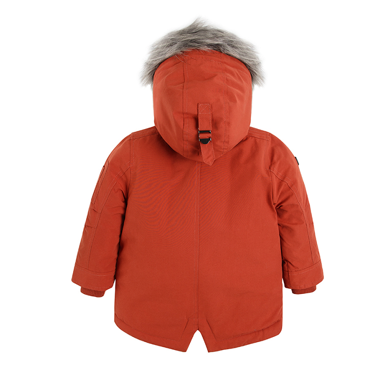 Jacket with side pockets with detachable fur on the hood