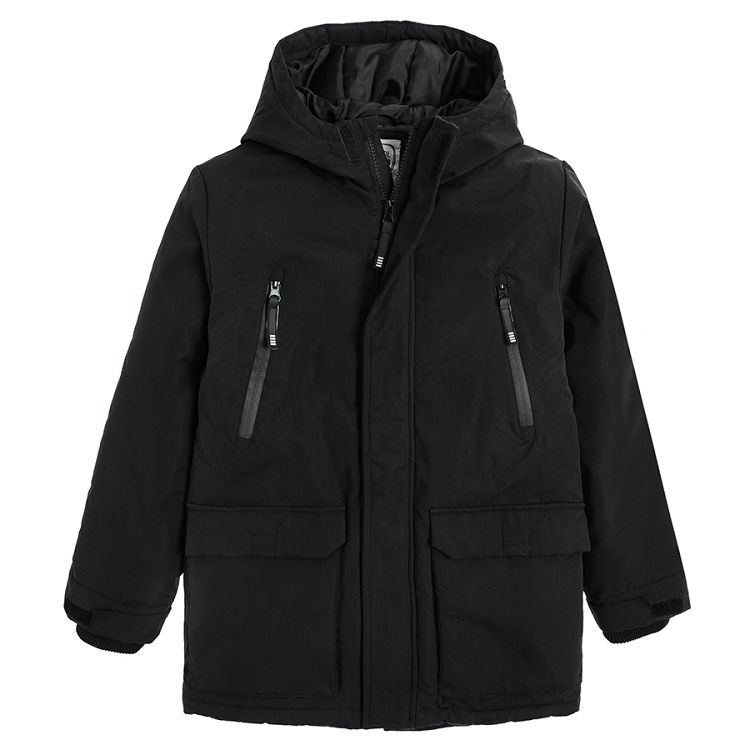 Black hooded jacket