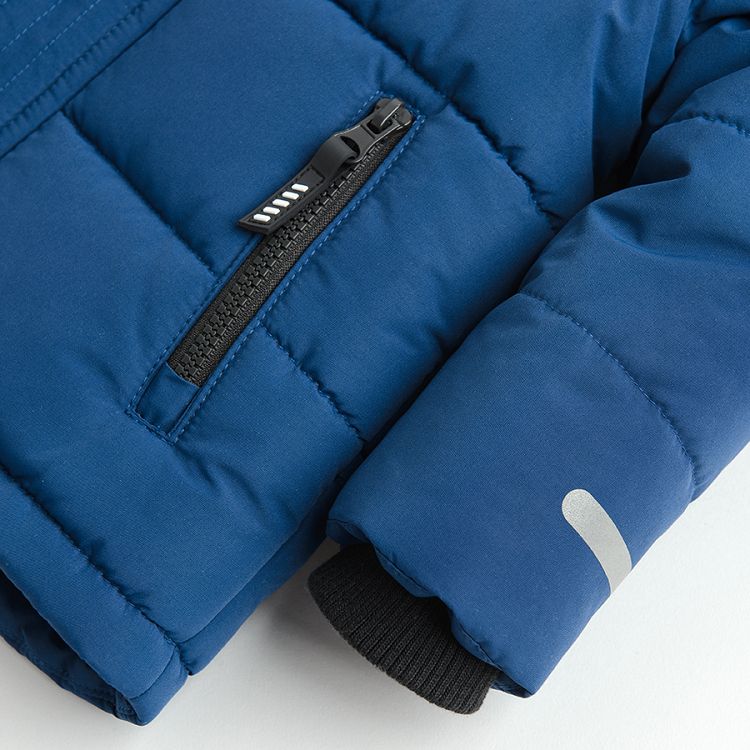 Blue hooded jacket with fleece lining