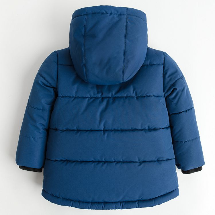 Blue hooded jacket with fleece lining