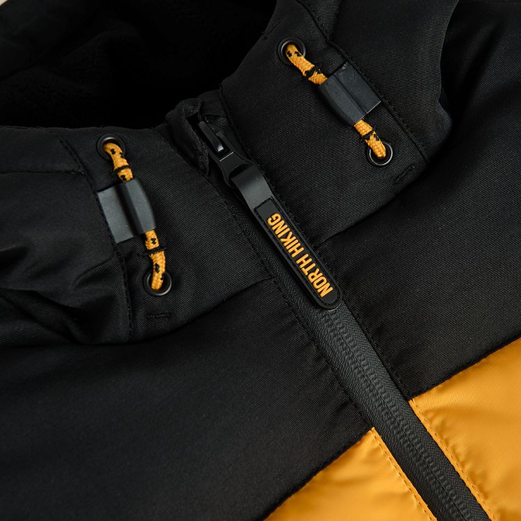 Yellow and black hooded zip through jacket