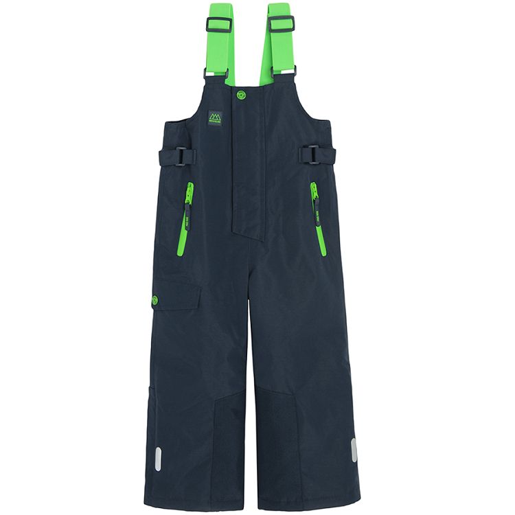 Dark blue with fluo suspenders ski trousers