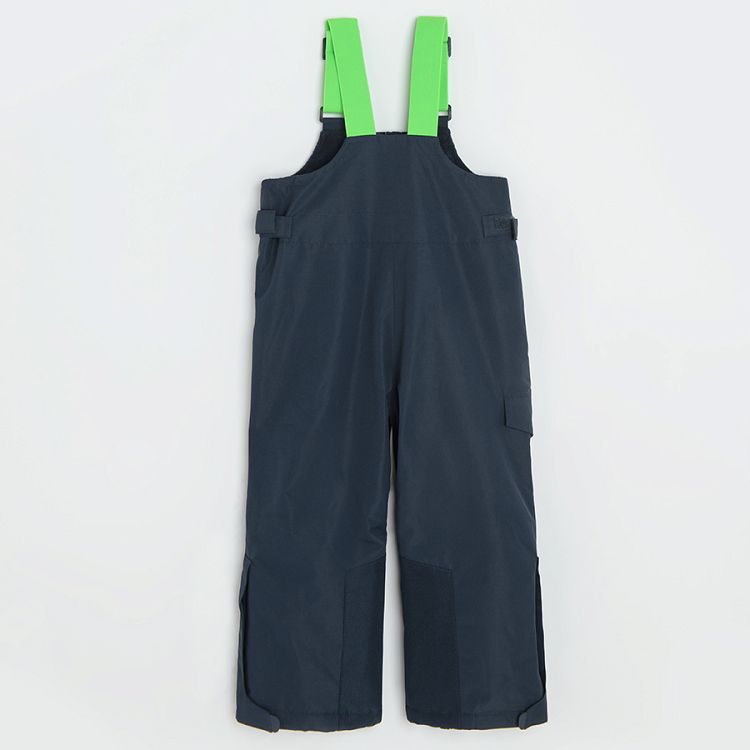 Dark blue with fluo suspenders ski trousers