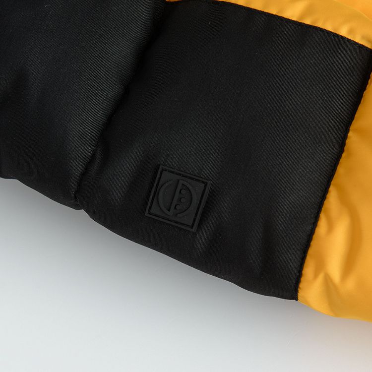 Yellow and black hooded zip through jacket