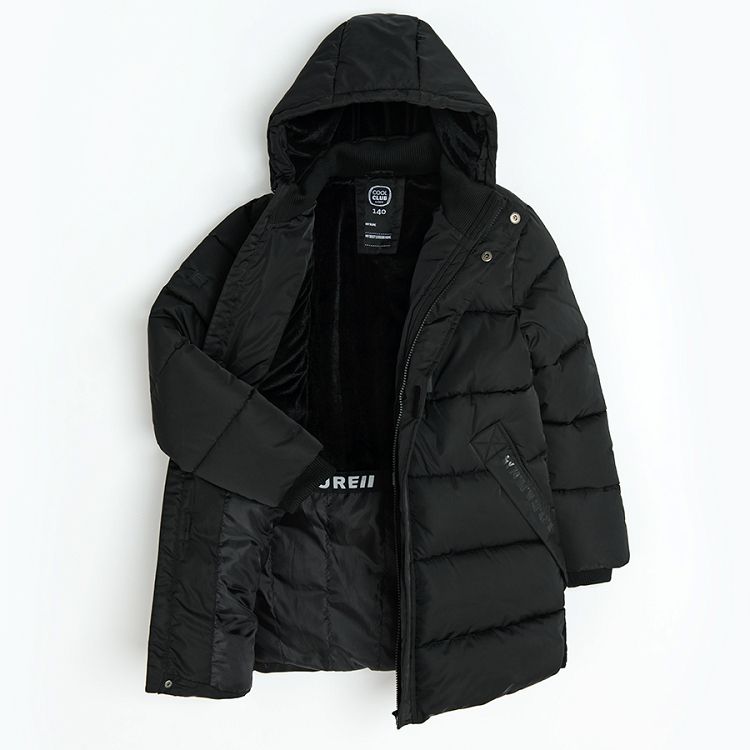 Black hooded zip through jacket