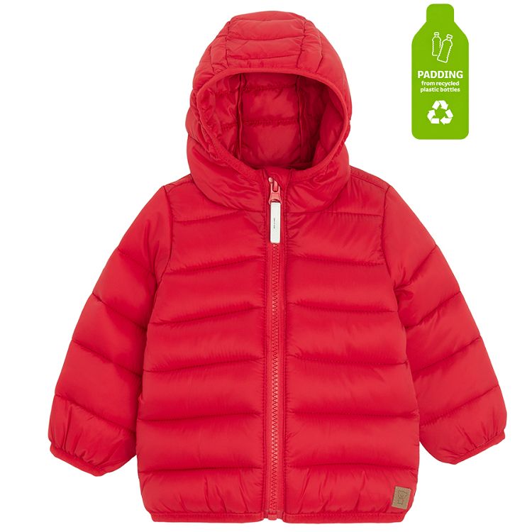 Red zip through hooded jacket