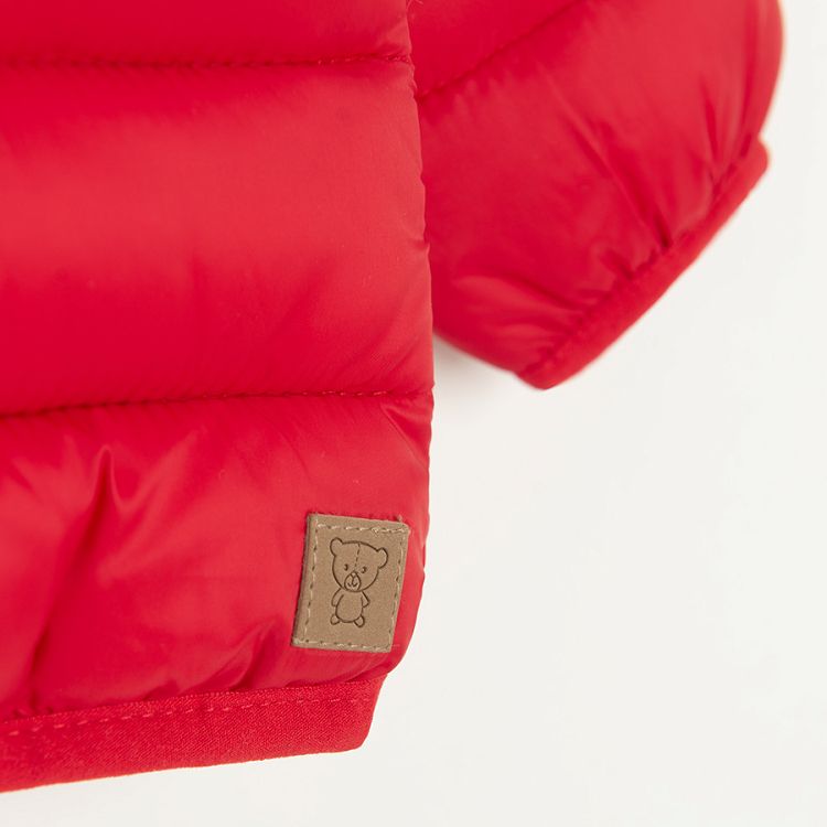 Red zip through hooded jacket