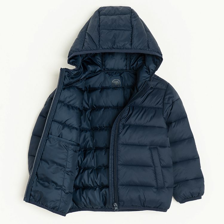 Dark blue zip through hooded jacket