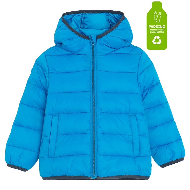 Blue zip through hooded jacket