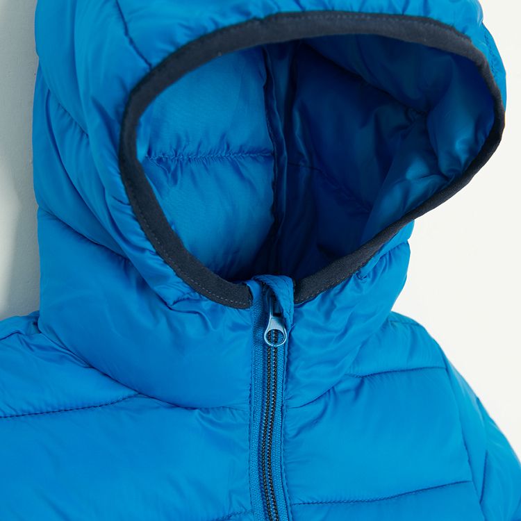 Blue zip through hooded jacket