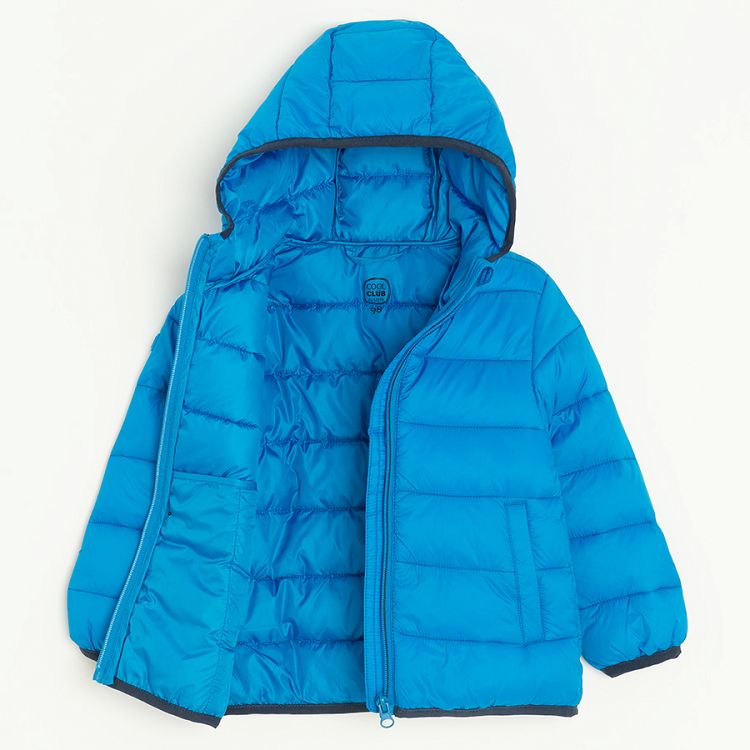 Blue zip through hooded jacket