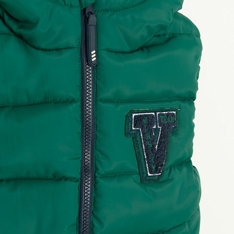 Green zip through hooded vest