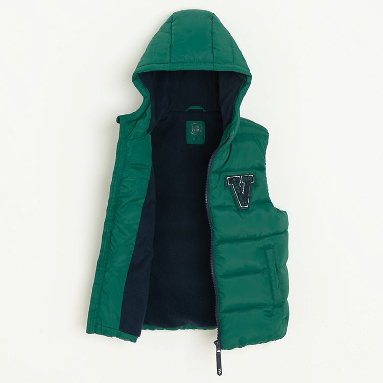 Green zip through hooded vest