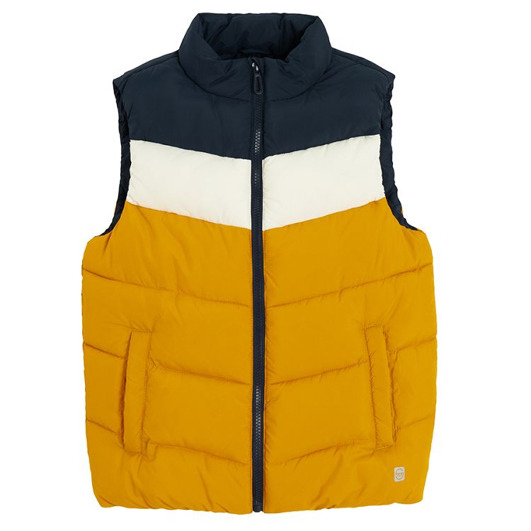 Yellow, white, black vest jacket