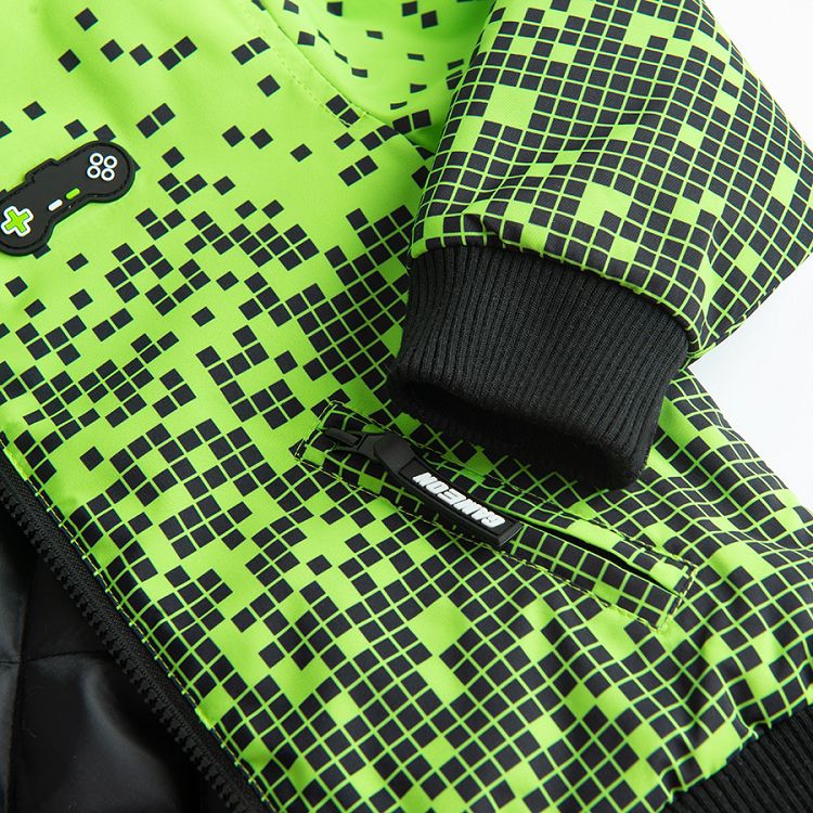 Neon pixelated hooded jacket