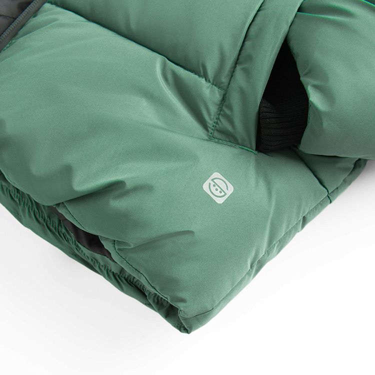 Green long winter zip through jacket