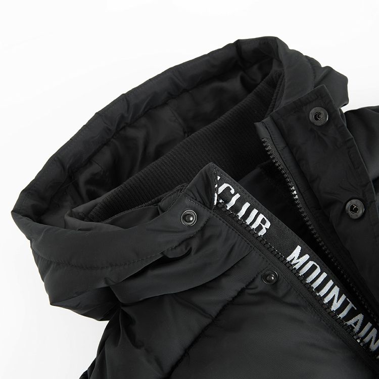 Black hooded winter jacket